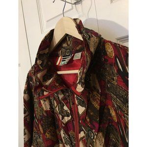 Vtg EVR ROUSSO APPAREL ALL SILK EQUESTRIAN HORSE BOMBER JACKET COAT Sz XL LADIES